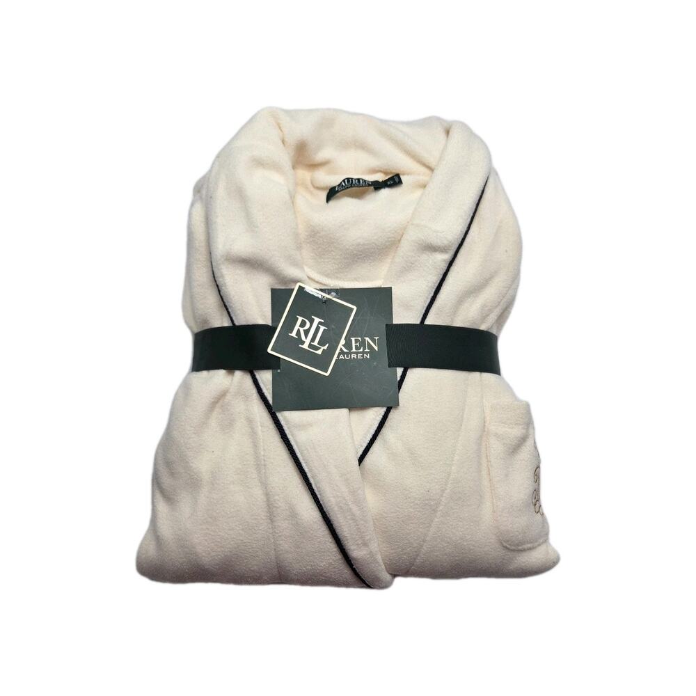 Lauren Ralph Lauren Robe Womens XL Cream Poly Dalton Fleece Cozy Loungewear NWT